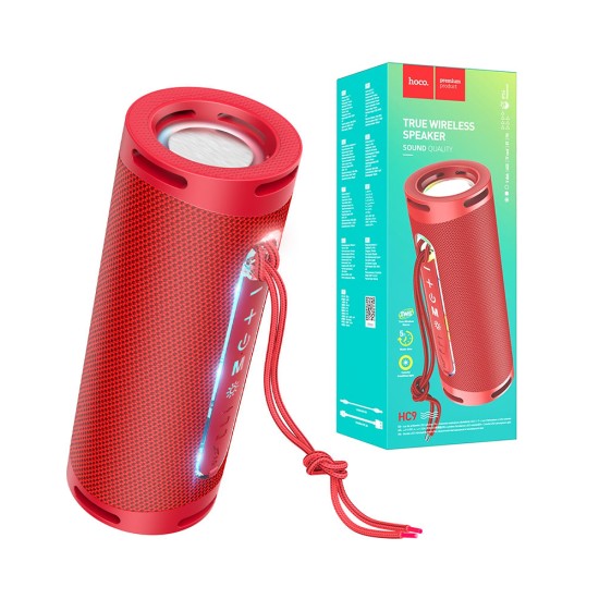 Hoco Sports Speaker HC9 Dazzling Pulse with AUX/FM/USB BT V5.1 1800mAh Red Hoco Sports Speaker HC9 Dazzling Pulse with AUX/FM/USB BT V5.1 1800mAh Red